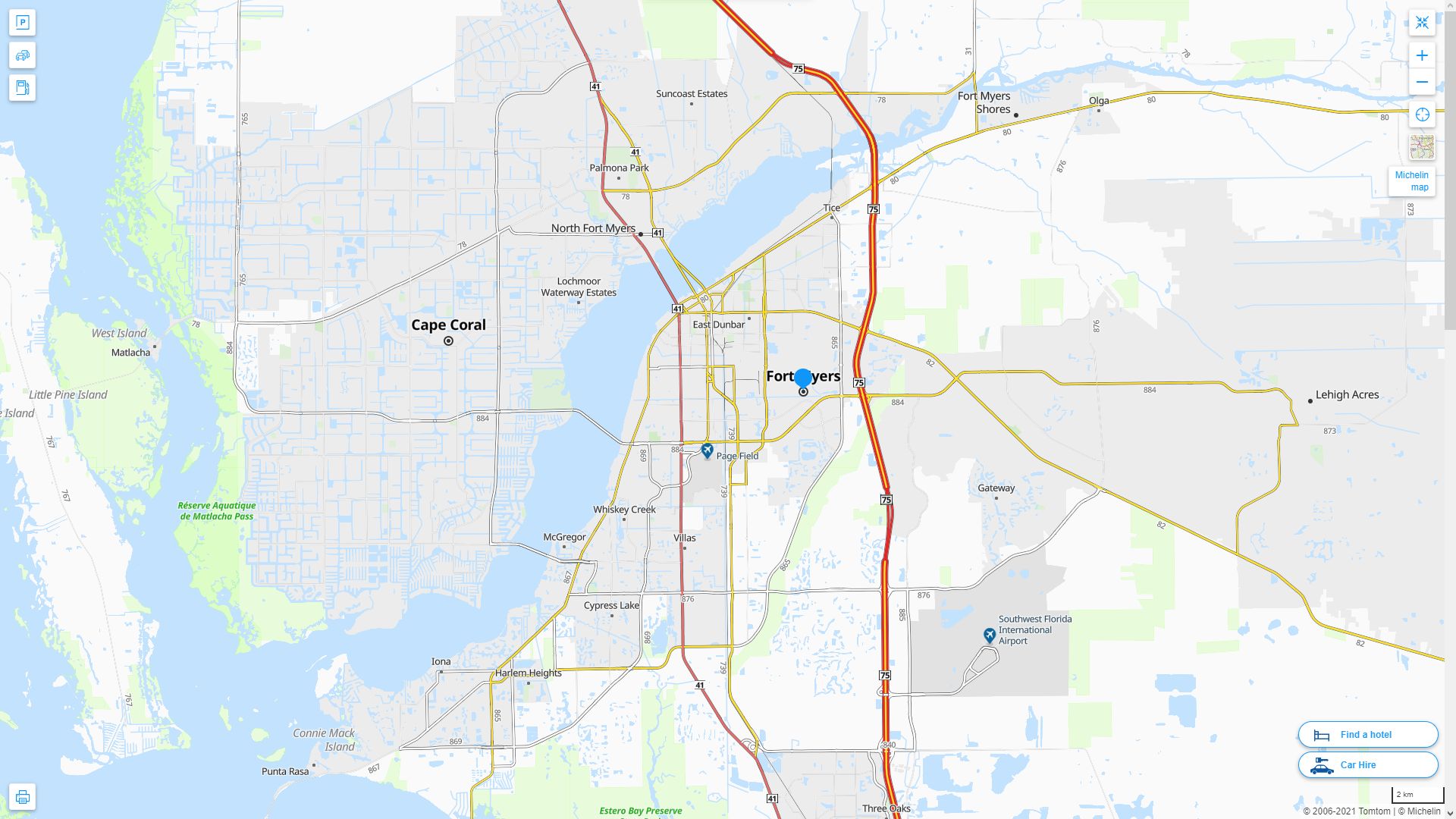 Fort Myers Florida Highway and Road Map